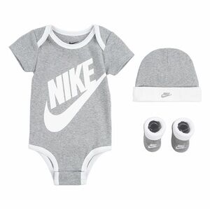 Newborn Baby Nike Futura 3-Piece Bodysuit Beanie Booties Boxed Set 0-6 months
